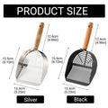 Stainless Steel Cat Litter Shovel with Wooden Handle, 15.5 x 13.3 cm Scoop - Silver - view 4