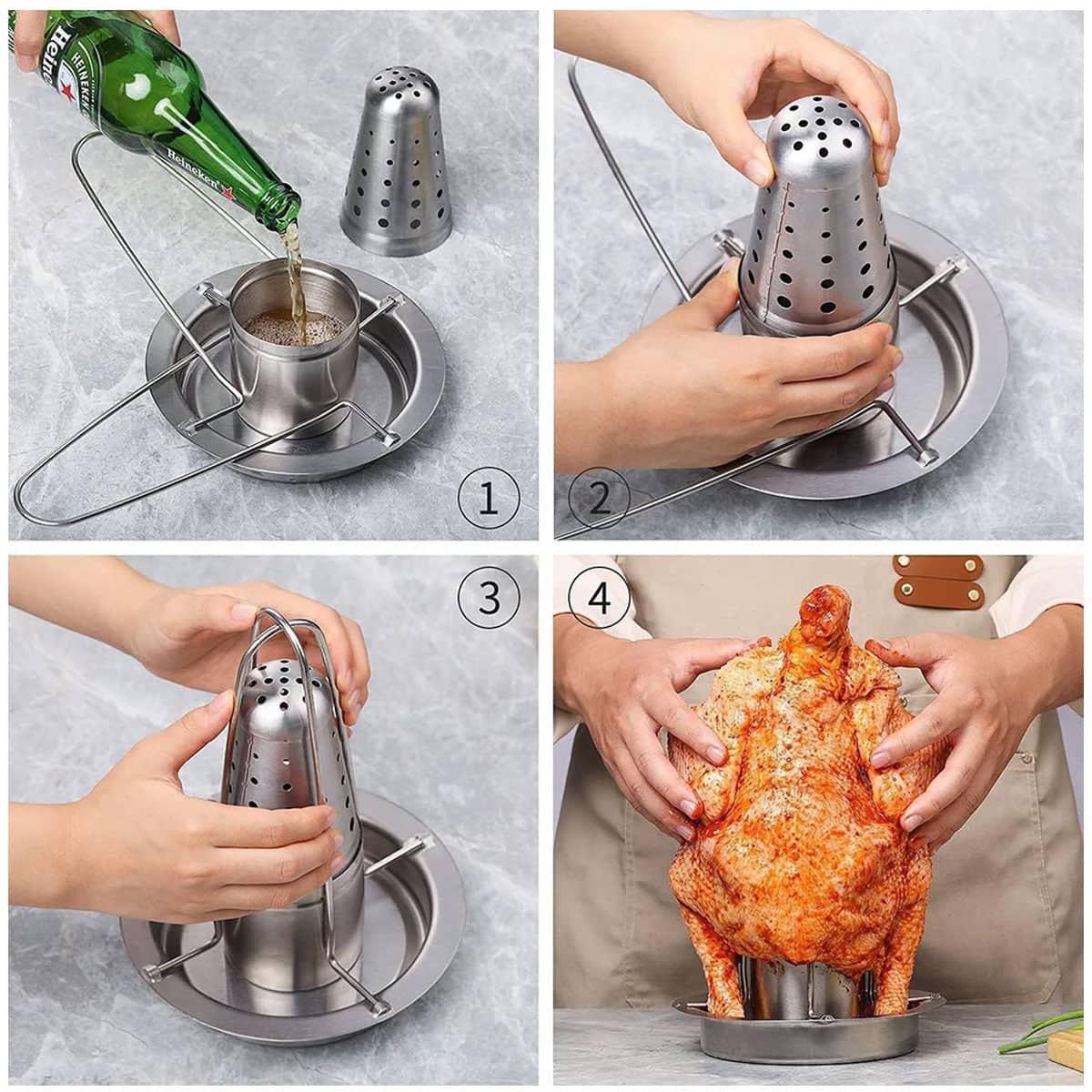 Stainless Steel Chicken Roasting Rack for BBQ, Portable Outdoor Grill Rack - view 5
