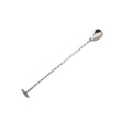 Stainless Steel Cocktail Bar Spoon with Twisted Handle and Muddler, 27 cm - Silver