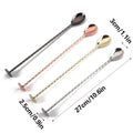 Stainless Steel Cocktail Bar Spoon with Twisted Handle and Muddler, 27 cm - Silver - view 4