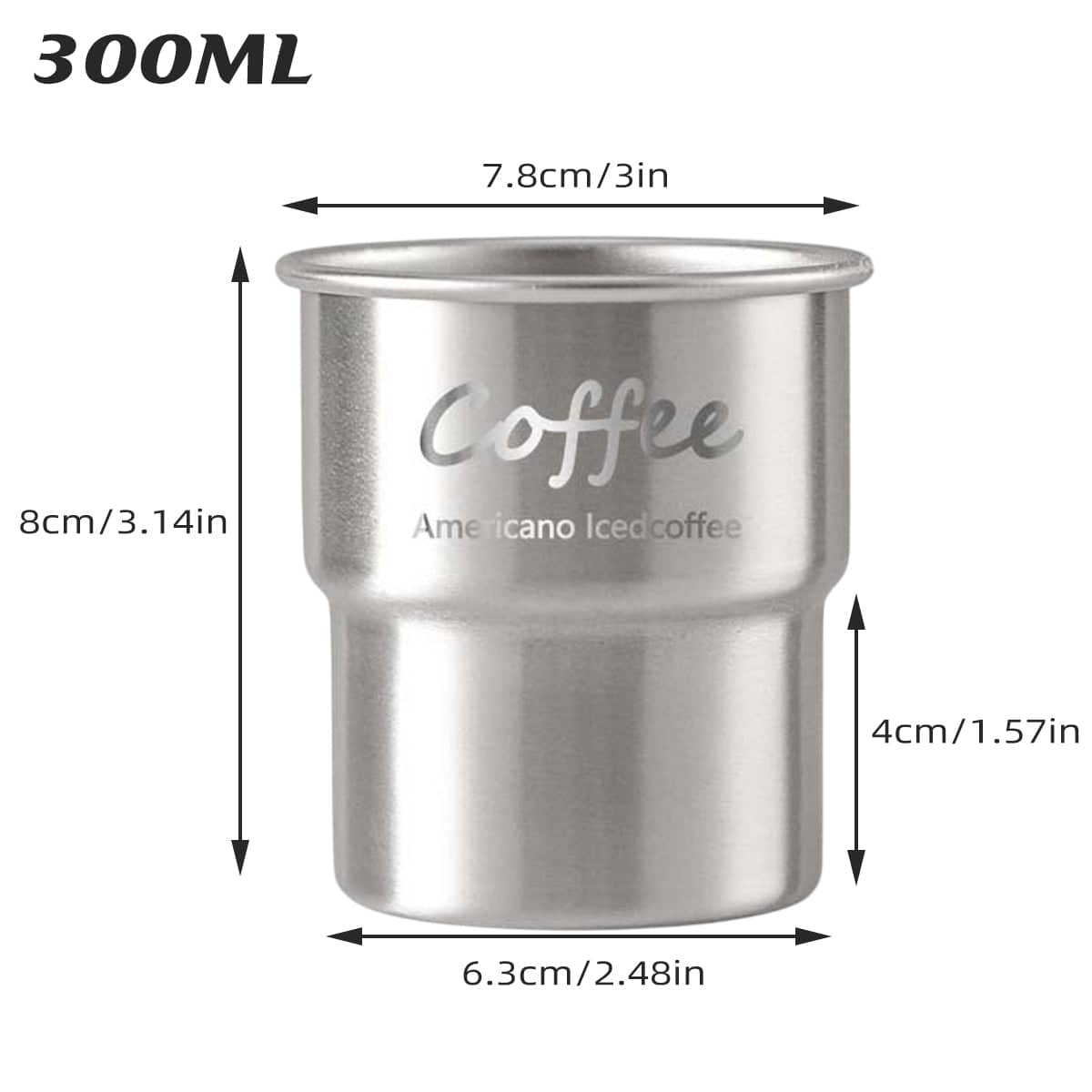 Stainless Steel Coffee Cups 300 ml, Pack of 6 - view 3