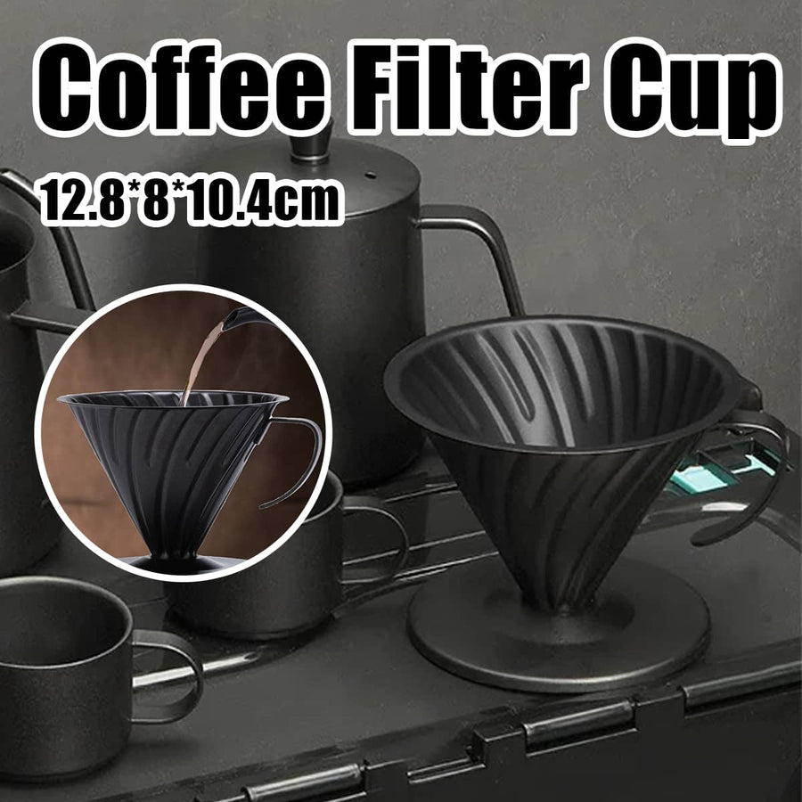 Stainless Steel Coffee Filter Cup with Handle - Matte Black