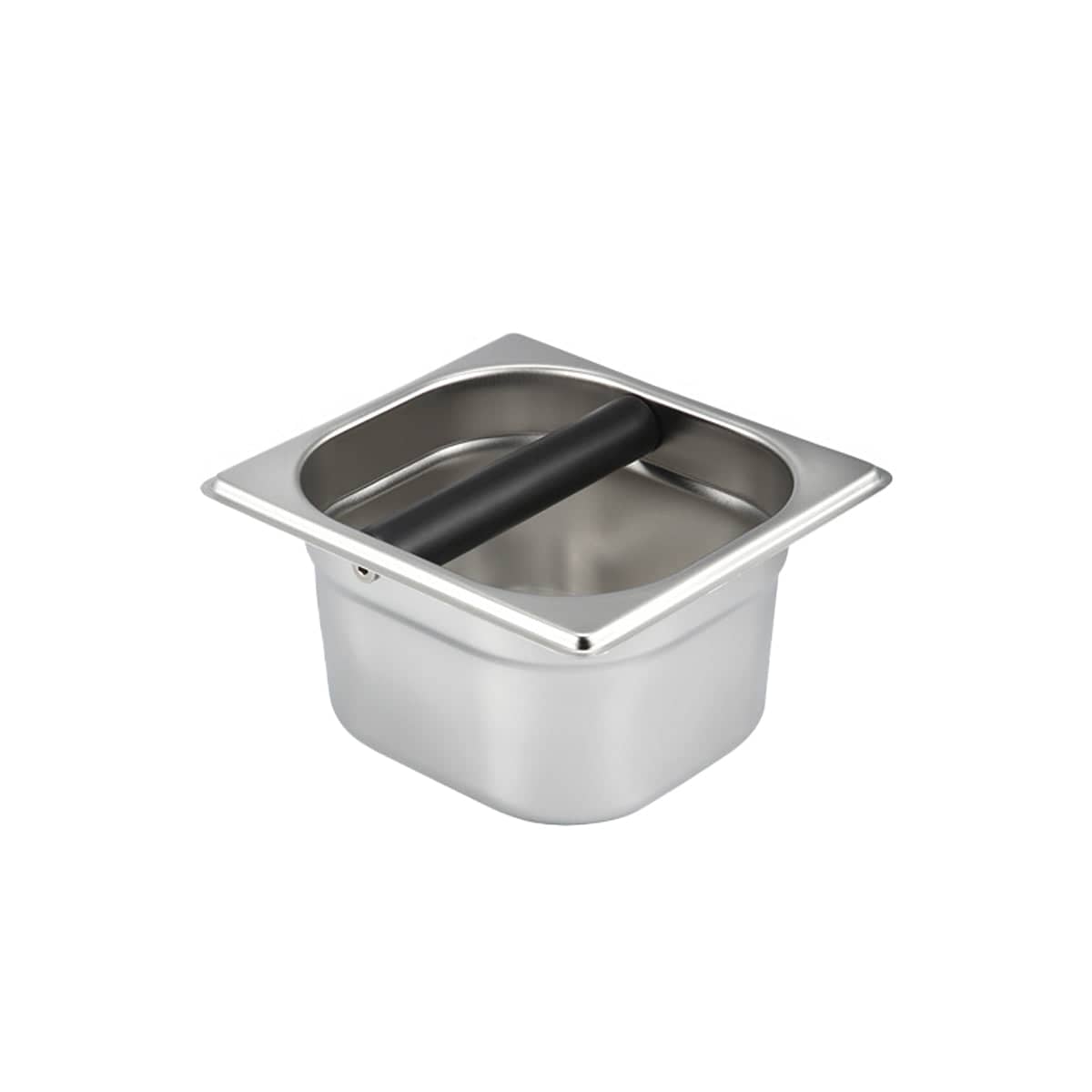 Stainless Steel Coffee Grounds Knock Box with Rubber Bar - Size S, 1.5 L