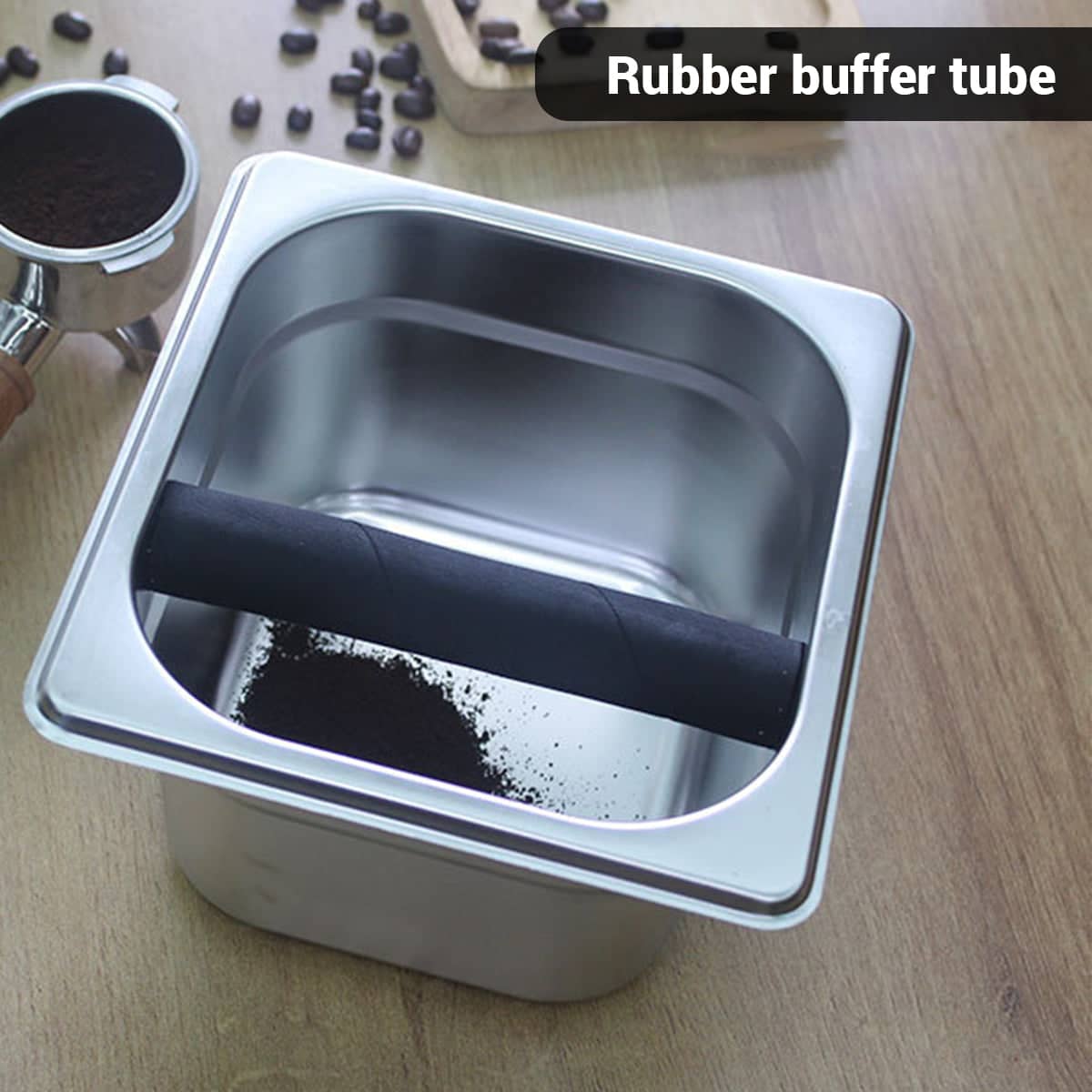 Stainless Steel Coffee Grounds Knock Box with Rubber Bar - Size S, 1.5 L - view 5