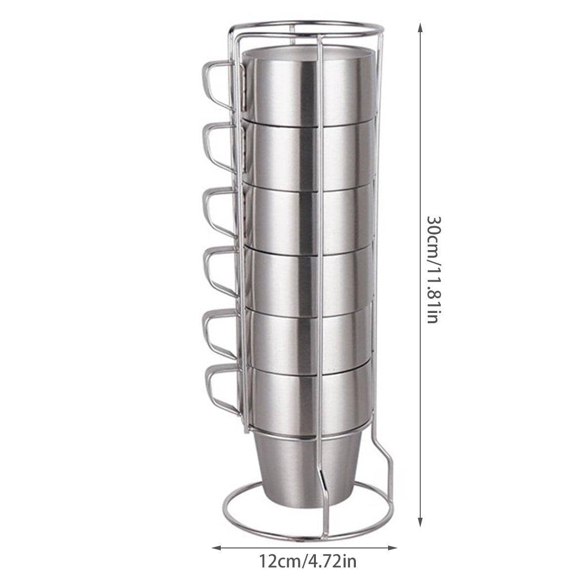 Stainless Steel Coffee Mugs Double Wall Insulated Drinkware with Holder, Pack of 6 - view 3