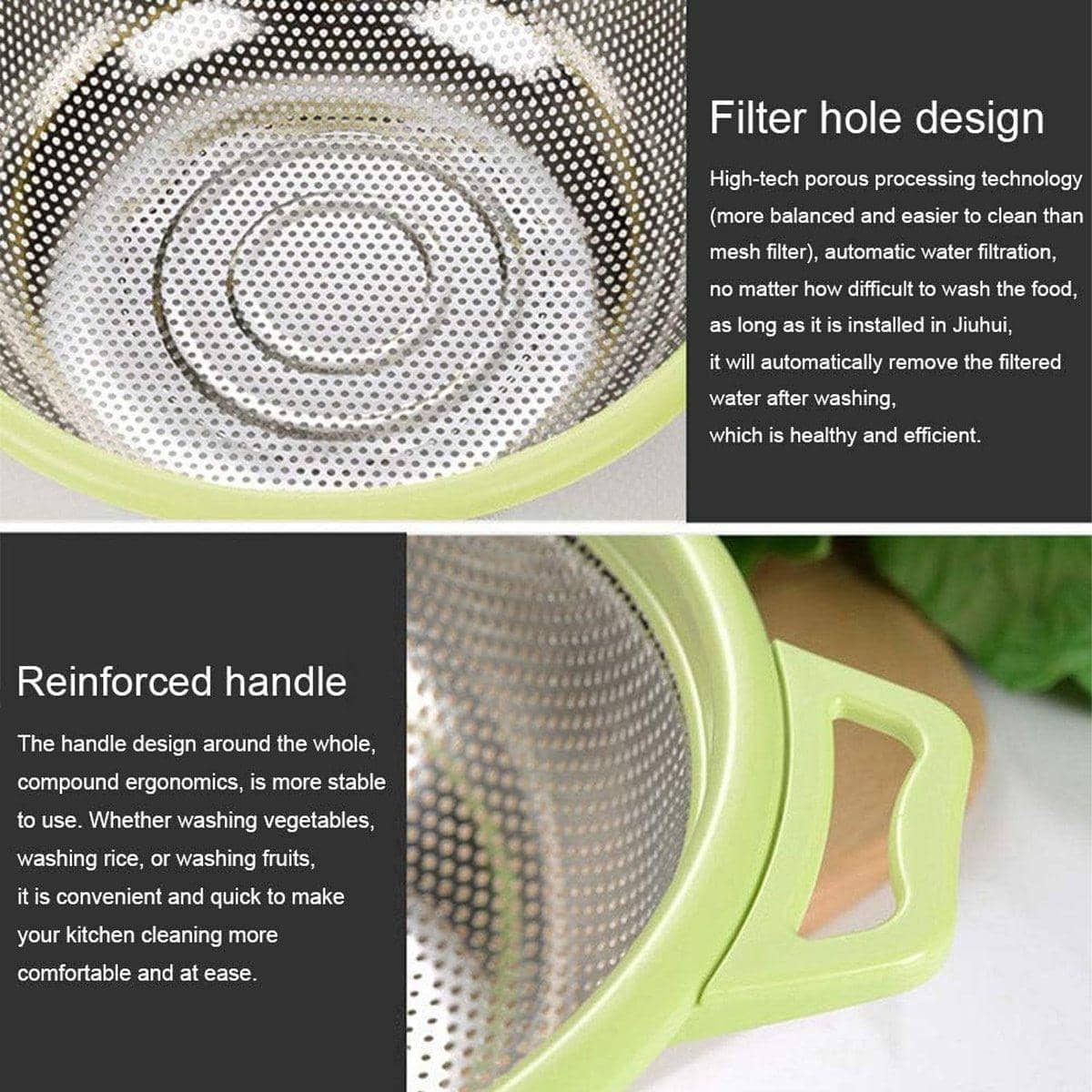 Stainless Steel Colander Drain Basin for Vegetables and Fruit, Pack of 2 - view 5