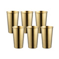 Stainless Steel Cold Drink Cup Set, 400ml Curled Lip Gold, Pack of 6 - view 2