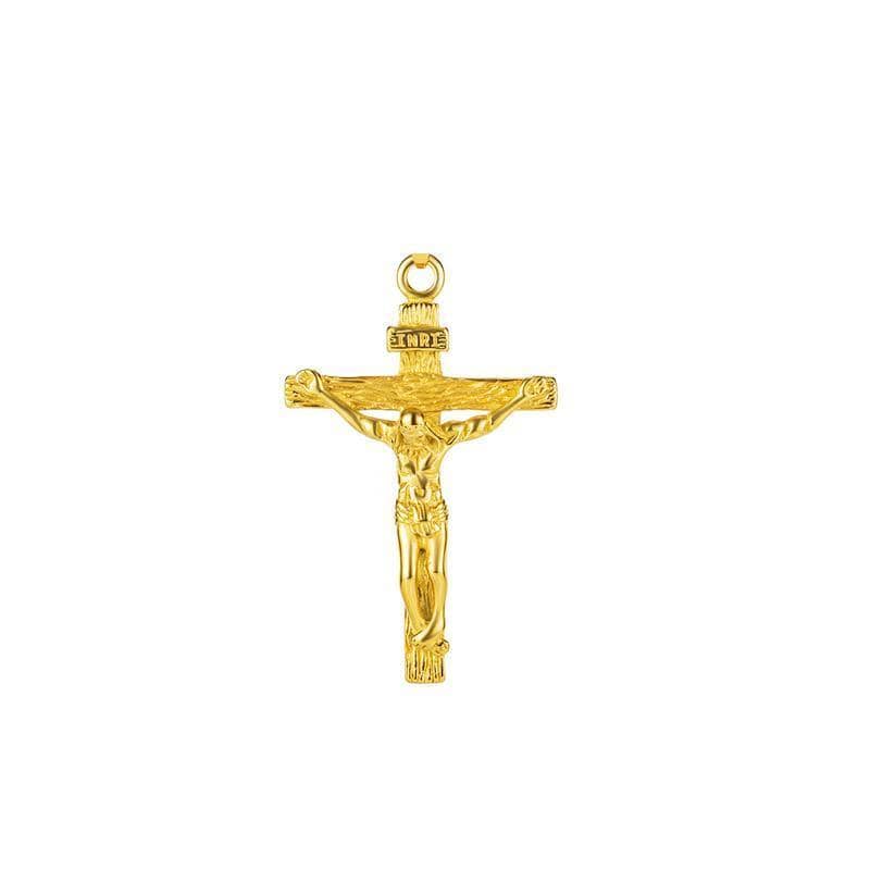 Stainless Steel Crucifix Pendant for Men, Gold Plated - Pendant Only