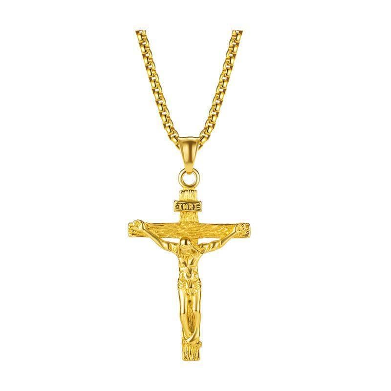 Stainless Steel Crucifix Pendant for Men, Gold Plated - Pendant Only - view 3