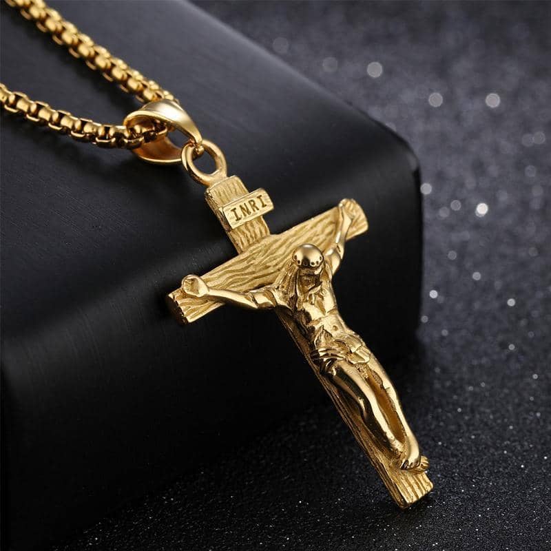 Stainless Steel Crucifix Pendant for Men, Gold Plated - Pendant Only - view 5