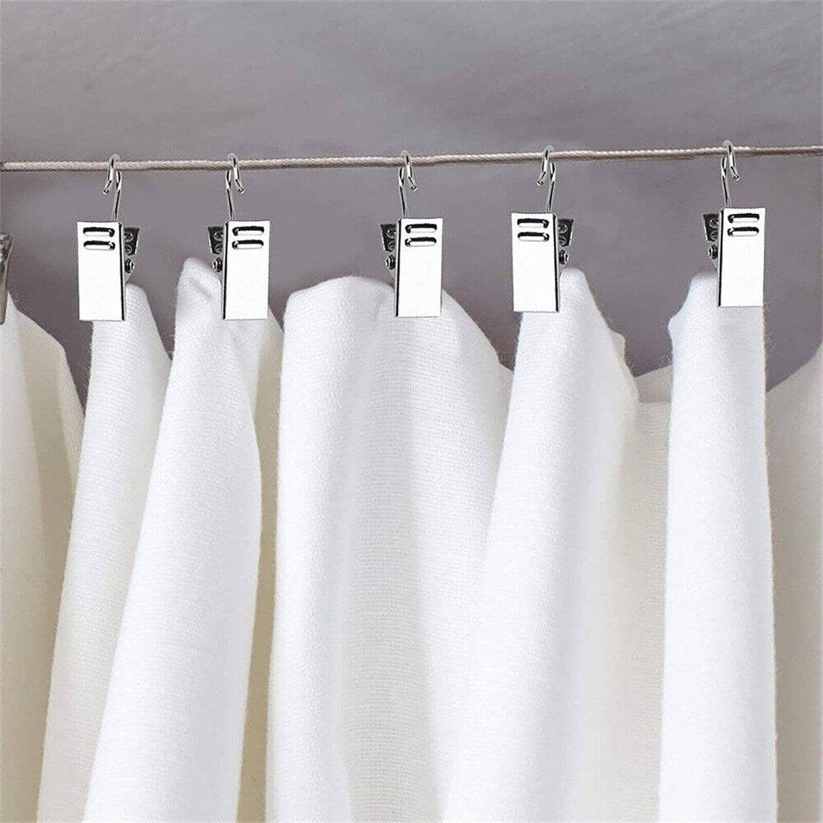 Stainless Steel Curtain Clips with Hooks, Pack of 50 - Silver - view 5