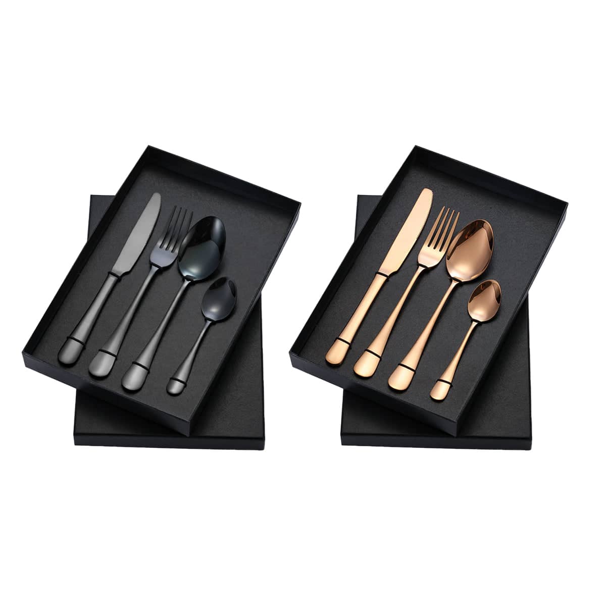 Stainless Steel Cutlery Set, 2 Sets of 4 Pieces in Gift Box - Rose Gold - view 3