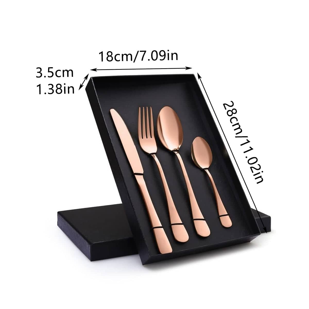 Stainless Steel Cutlery Set, 2 Sets of 4 Pieces in Gift Box - Rose Gold - view 4