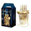 Stainless Steel Cutlery Set, 24 Pieces - Gold Shelf Set