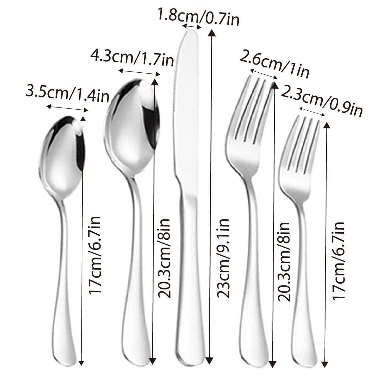 Stainless Steel Cutlery Set - Silver, Pack of 20 - view 4