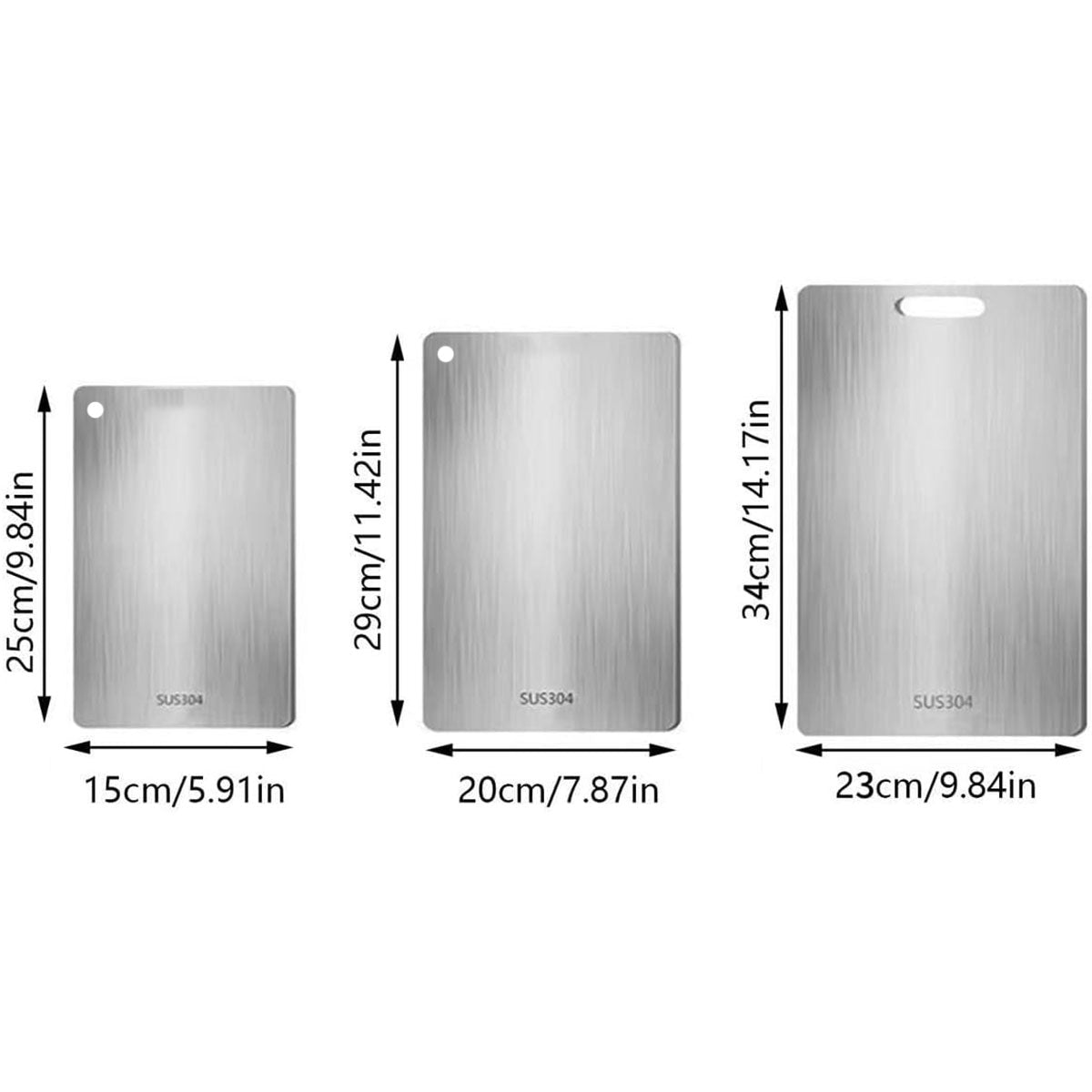 Stainless Steel Cutting Board Set of 3, Double-Sided with Handles - view 3
