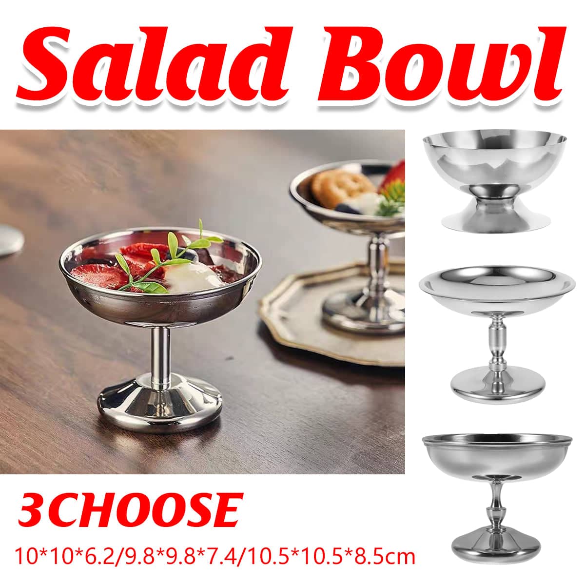 Stainless Steel Dessert Cup with Pedestal Base - 90 ml - view 2