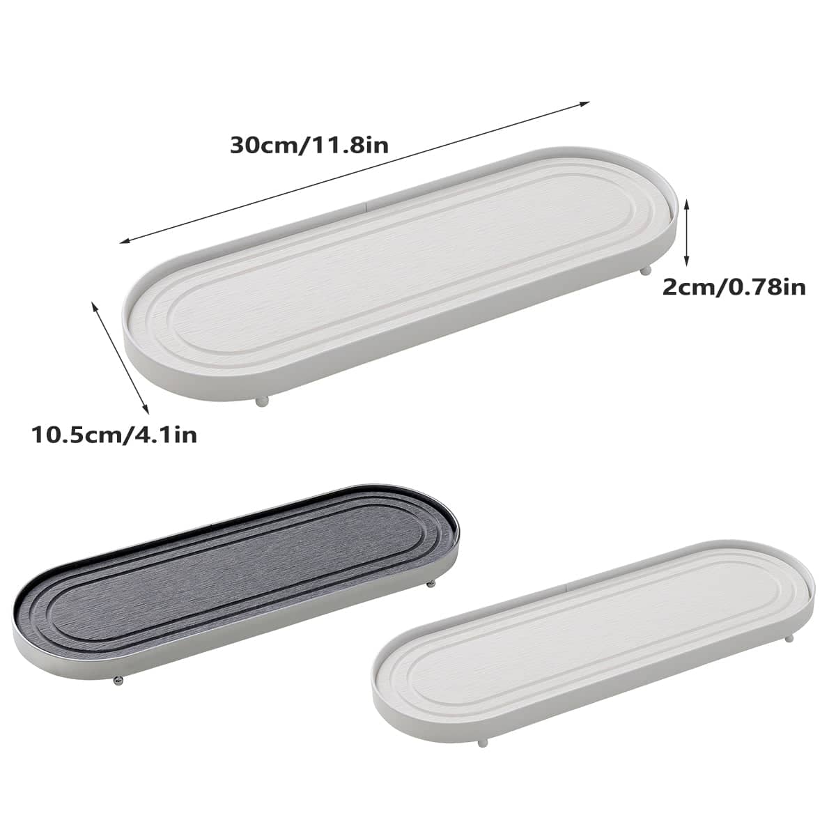 Stainless Steel Diatomite Tray Countertop Drying Mat Bathroom Kitchen Sink Organiser - Silver - view 4