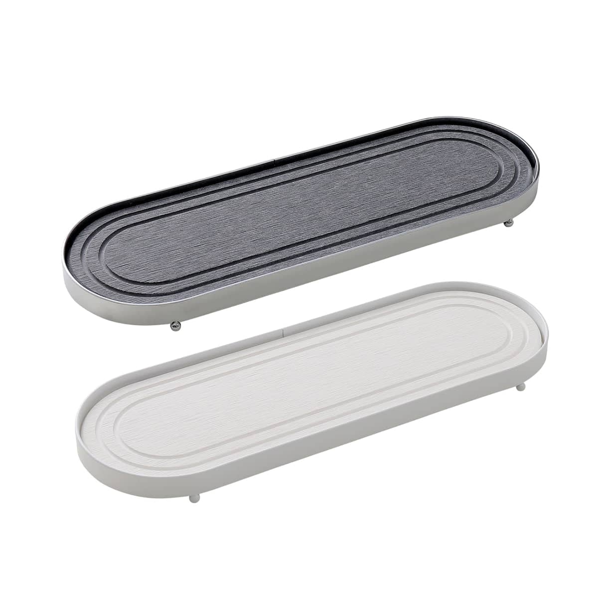 Stainless Steel Diatomite Tray Countertop Drying Mat Bathroom Kitchen Sink Organiser - White - view 3
