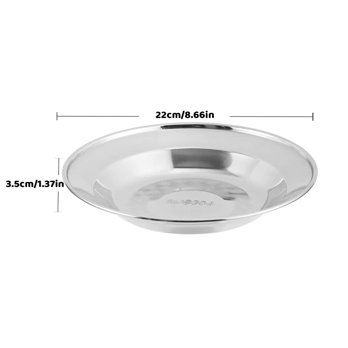 Stainless Steel Dinner Plates, Set of 8 - 22 cm Round Food Grade Tableware - view 3