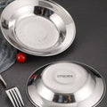 Stainless Steel Dinner Plates, Set of 8 - 22 cm Round Food Grade Tableware - view 4