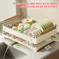 Stainless Steel Dish Drying Rack with 360 Degree Drain Outlet for Kitchen Sink, Beige - view 3