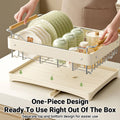 Stainless Steel Dish Drying Rack with 360 Degree Drain Outlet for Kitchen Sink, Beige - view 5