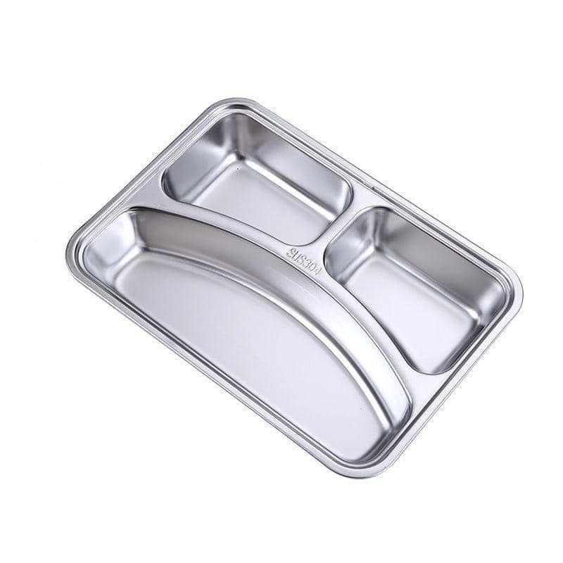 Stainless Steel Divided Dinner Tray for School Lunches - 3 Sections