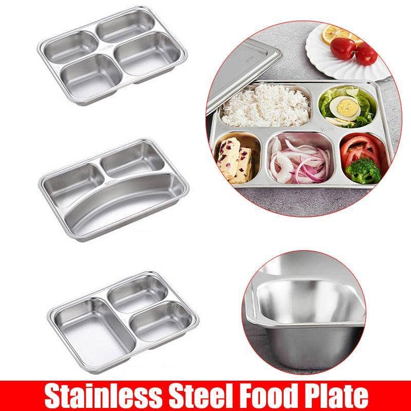 Stainless Steel Divided Dinner Tray for School Lunches - 3 Sections - view 2