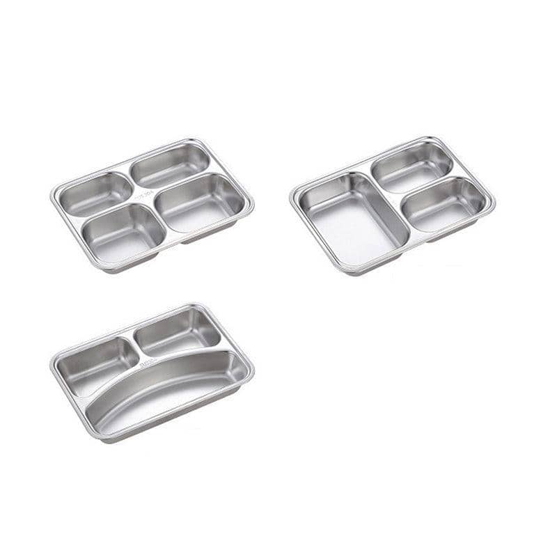 Stainless Steel Divided Dinner Tray for School Lunches - 3 Sections - view 3