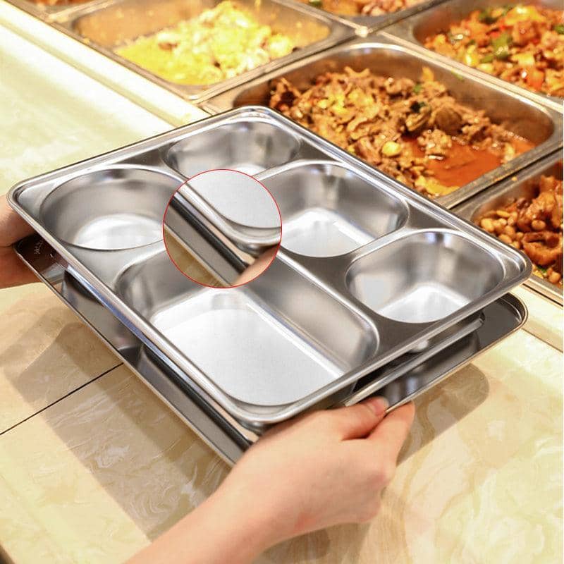 Stainless Steel Divided Dinner Tray for School Lunches - 5 Sections - view 5