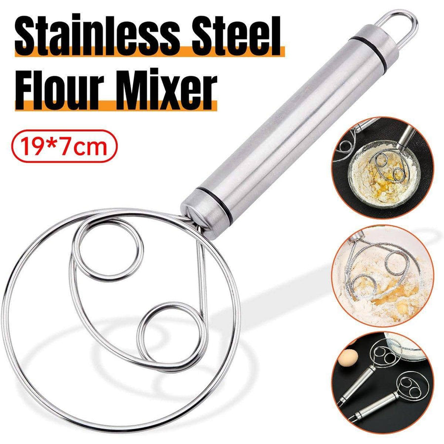 Stainless Steel Double Coil Flour Mixer, 19 x 7 cm