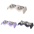 Stainless Steel Double Pet Bowl Set, Wavy Elevated Stand - Purple - view 3