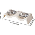 Stainless Steel Double Pet Bowl Set, Wavy Elevated Stand - White - view 4