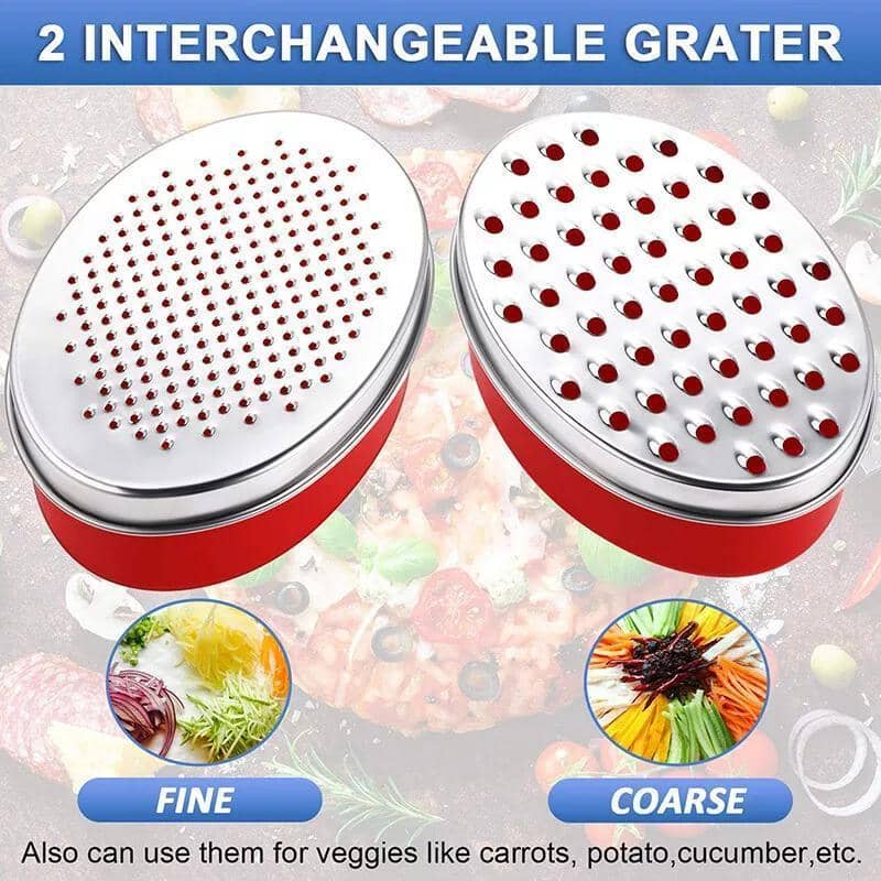 Stainless Steel Double-Sided Cheese Grater with Storage Container - Black - view 5