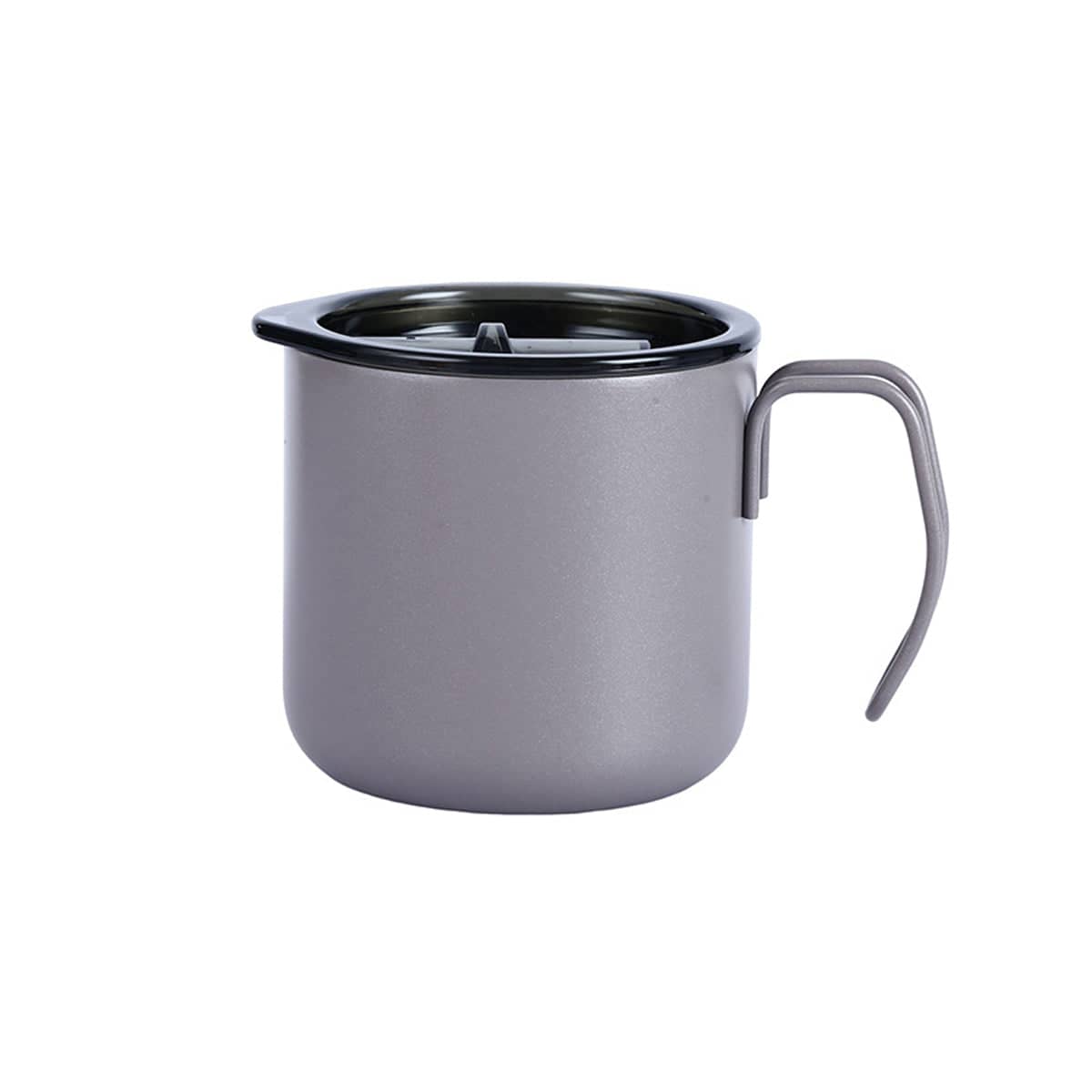 Stainless Steel Double Wall Coffee Mug with Sliding Lid - Grey