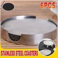 Stainless Steel Drink Coasters Set of 6 with Holder, Heat Resistant Cup Mats