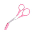 Stainless Steel Eyebrow Scissors with Comb - Pink