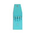 Stainless Steel Eyebrow Tweezers Set of 4 with Pouch - Aqua Blue