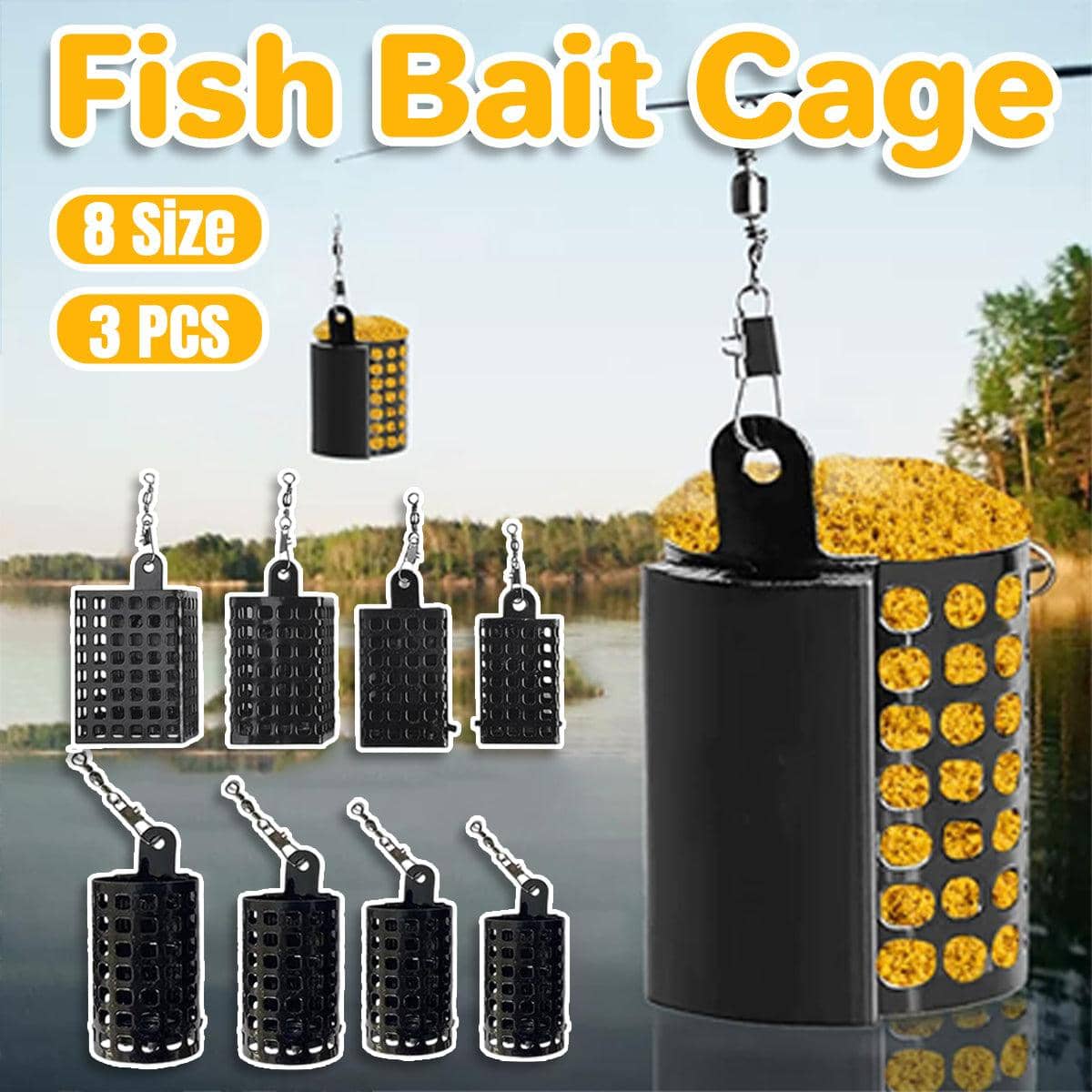 Stainless Steel Fishing Bait Cage, Pack of 3 - Round 40 g - view 2