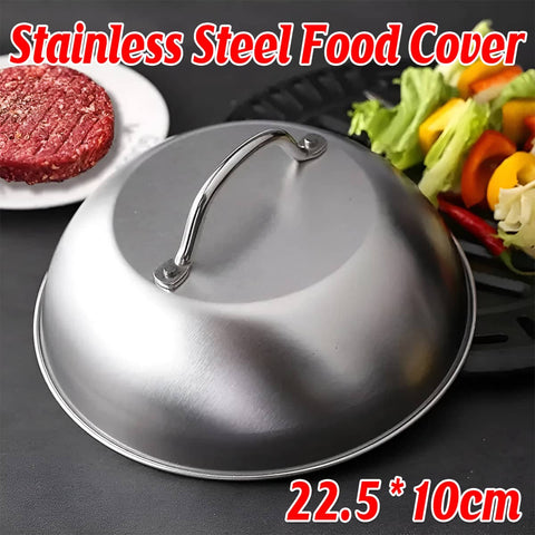 Stainless Steel Food Cover Dome Lid for Teppanyaki Grill and Steak Cooking, Silver