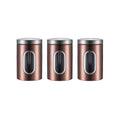 Stainless Steel Food Storage Jars with Viewing Window for Kitchen, Pack of 3 - Bronze