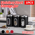 Stainless Steel Food Storage Jars with Viewing Window for Kitchen, Pack of 3 - Bronze - view 2