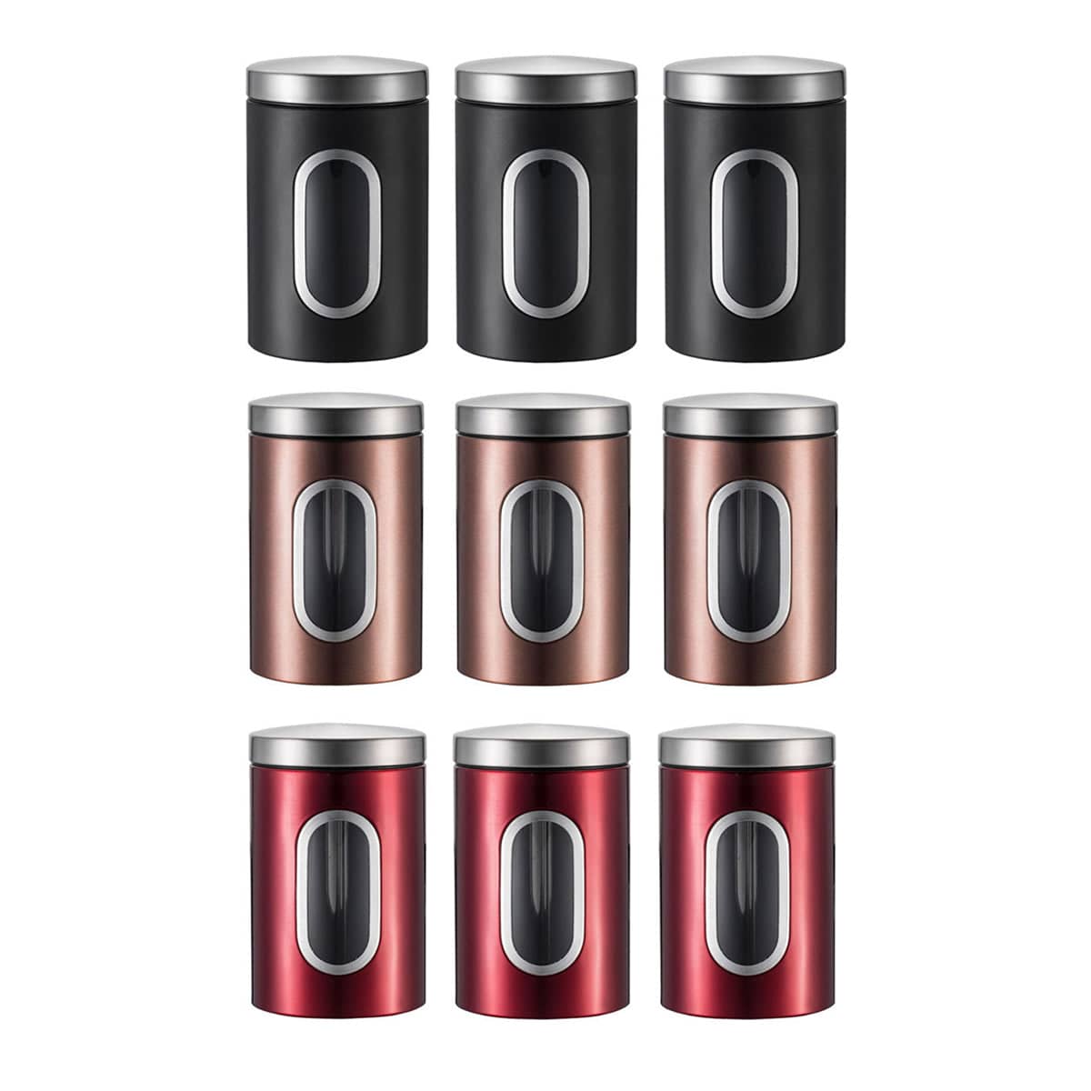 Stainless Steel Food Storage Jars with Viewing Window for Kitchen, Pack of 3 - Bronze - view 3