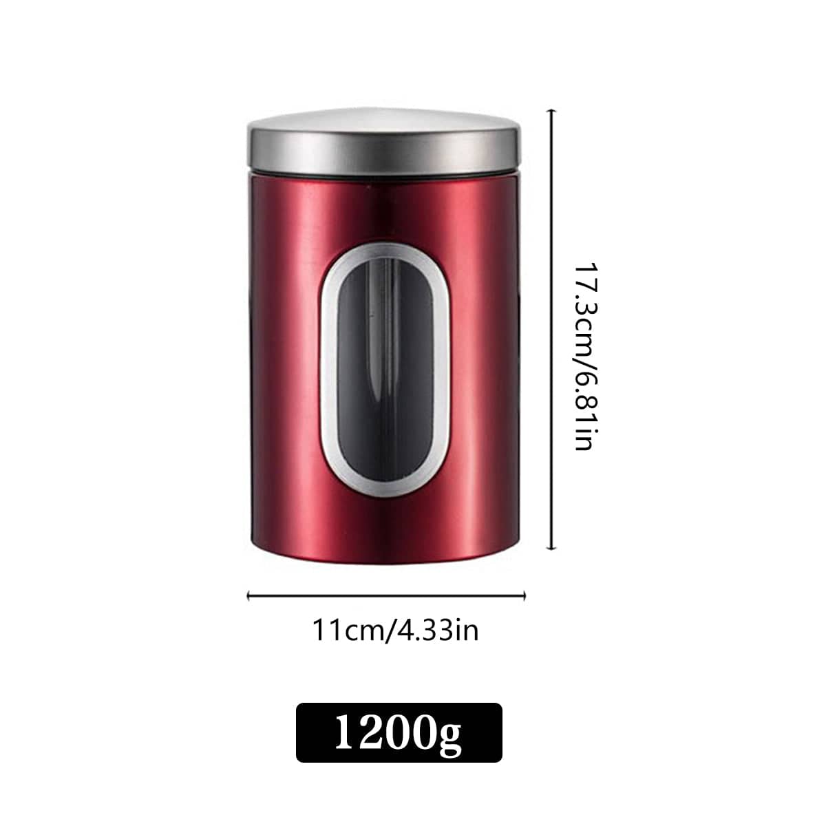Stainless Steel Food Storage Jars with Viewing Window for Kitchen, Pack of 3 - Bronze - view 4