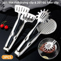 Stainless Steel Food Tongs Set for Frying and Grilling, Pack of 3