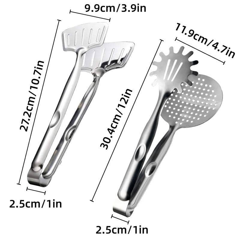 Stainless Steel Food Tongs Set for Frying and Grilling, Pack of 3 - view 3