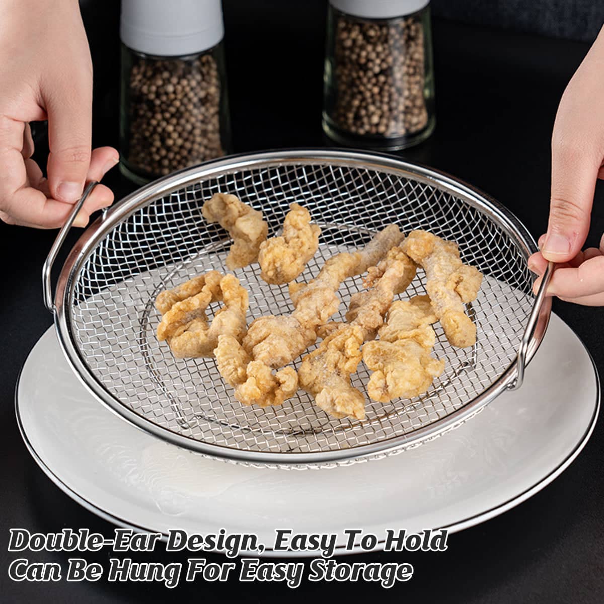 Stainless Steel Frying Skimmer Oil Drain Rack with Tray, 22 cm Heat Resistant - view 4