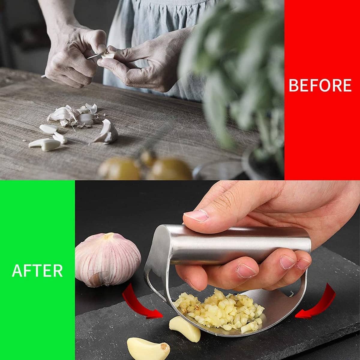 Stainless Steel Garlic Press Crusher - Black - view 4