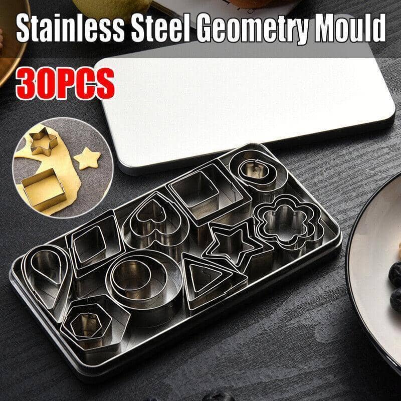 Stainless Steel Geometric Polymer Clay Cutter Set, Pack of 30, Pottery Tools